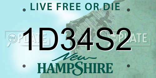 1D34S2 New Hampshire License Plate