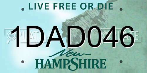 1DAD046 New Hampshire License Plate