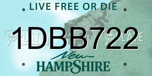 1DBB722 New Hampshire License Plate