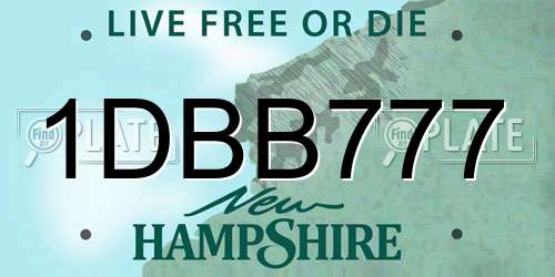 1DBB777 New Hampshire License Plate