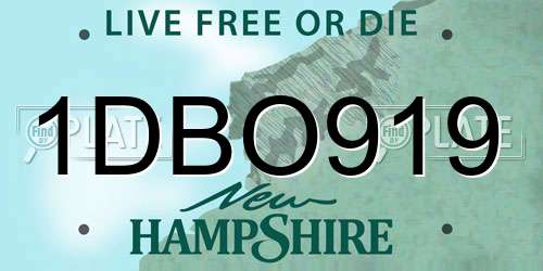 1DBO919 New Hampshire License Plate