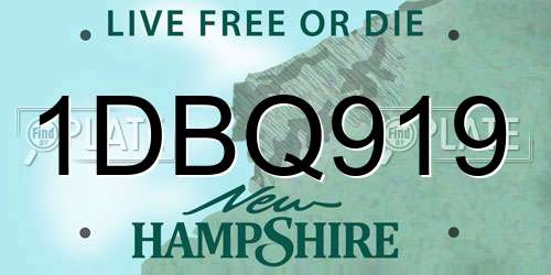 1DBQ919 New Hampshire License Plate
