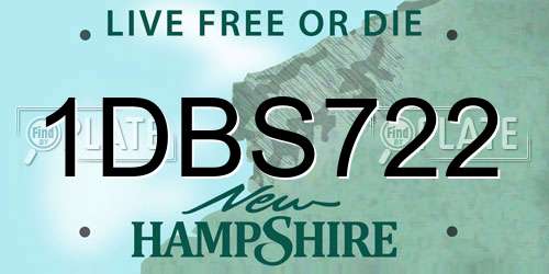 1DBS722 New Hampshire License Plate