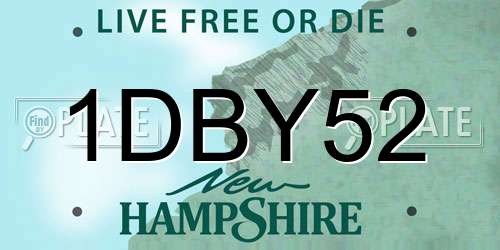 1DBY52 New Hampshire License Plate