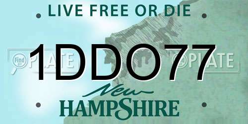 1DDO77 New Hampshire License Plate