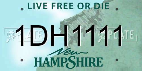 1DH1111 New Hampshire License Plate