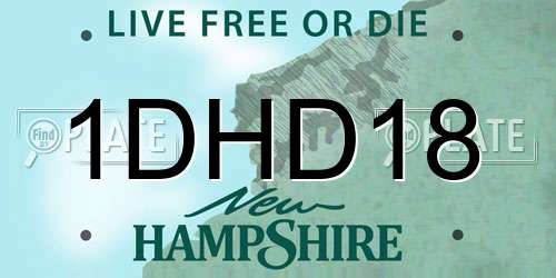 1DHD18 New Hampshire License Plate