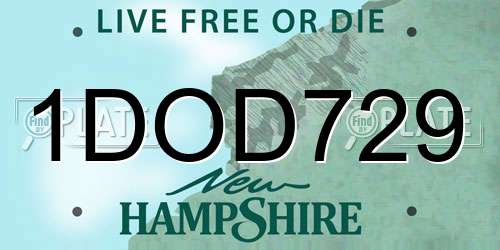 1DOD729 New Hampshire License Plate