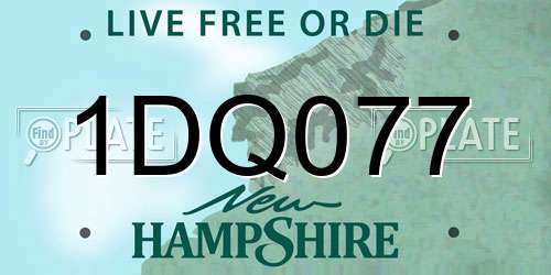 1DQ077 New Hampshire License Plate