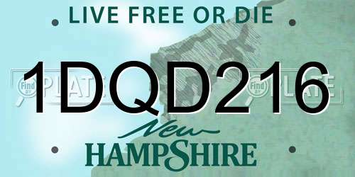 1DQD216 New Hampshire License Plate