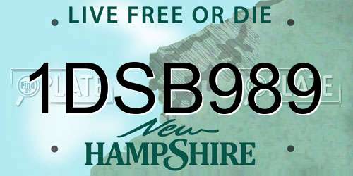 1DSB989 New Hampshire License Plate