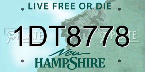 1DT8778 New Hampshire License Plate
