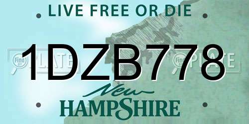 1DZB778 New Hampshire License Plate