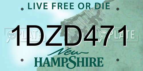 1DZD471 New Hampshire License Plate