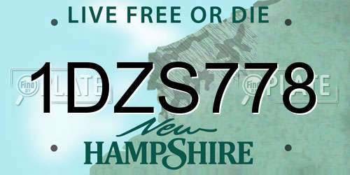 1DZS778 New Hampshire License Plate