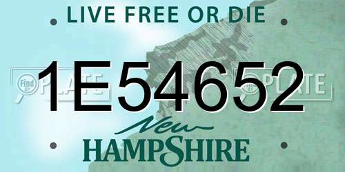 1E54652 New Hampshire License Plate