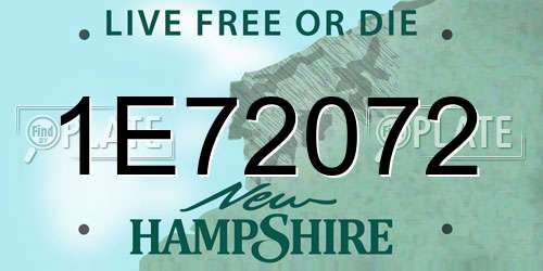 1E72072 New Hampshire License Plate