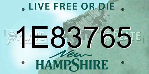 1E83765 New Hampshire License Plate