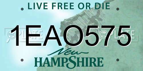 1EAO575 New Hampshire License Plate