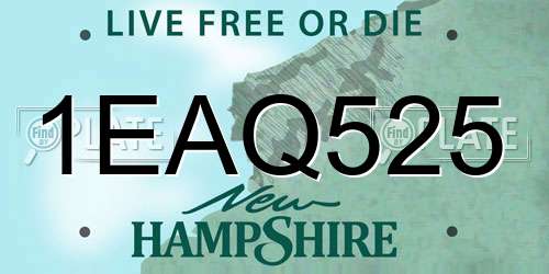 1EAQ525 New Hampshire License Plate