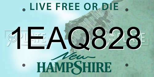 1EAQ828 New Hampshire License Plate