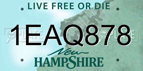 1EAQ878 New Hampshire License Plate