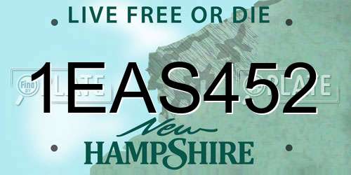 1EAS452 New Hampshire License Plate