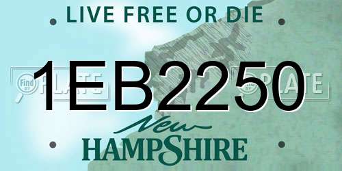1EB2250 New Hampshire License Plate