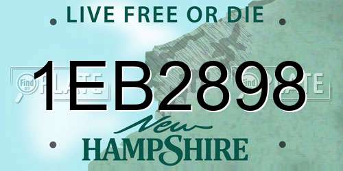 1EB2898 New Hampshire License Plate