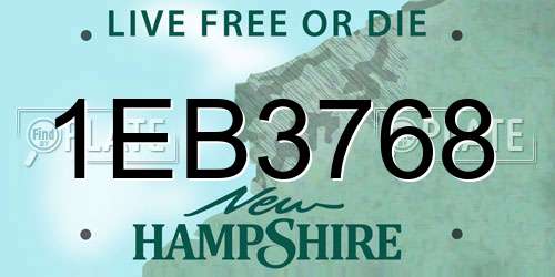 1EB3768 New Hampshire License Plate