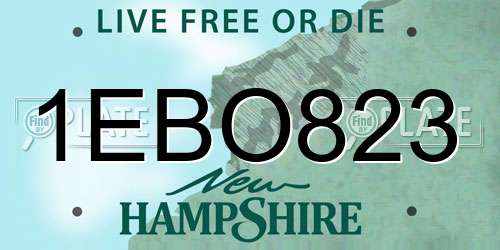 1EBO823 New Hampshire License Plate