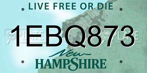 1EBQ873 New Hampshire License Plate