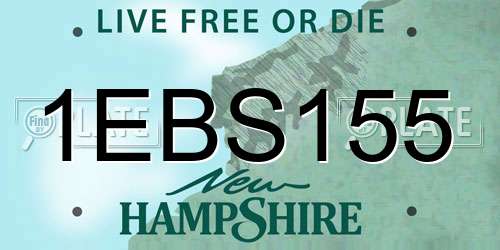 1EBS155 New Hampshire License Plate