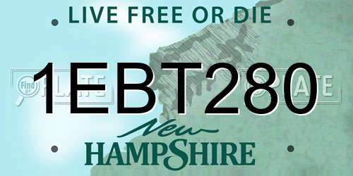 1EBT280 New Hampshire License Plate