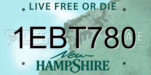 1EBT780 New Hampshire License Plate