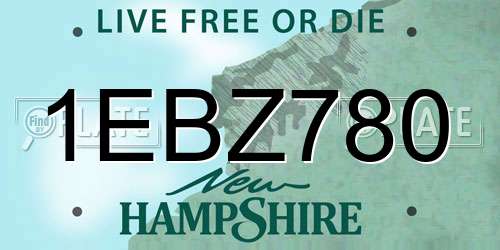 1EBZ780 New Hampshire License Plate