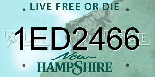 1ED2466 New Hampshire License Plate