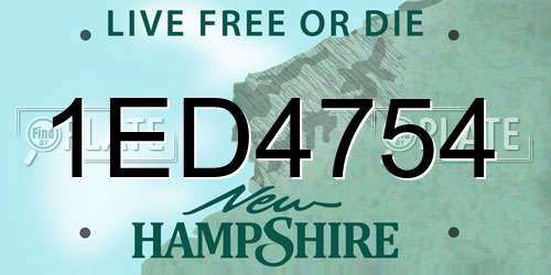 1ED4754 New Hampshire License Plate