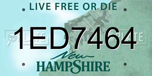 1ED7464 New Hampshire License Plate