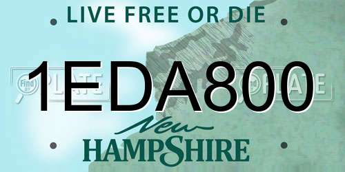 1EDA800 New Hampshire License Plate