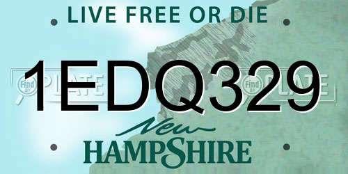 1EDQ329 New Hampshire License Plate