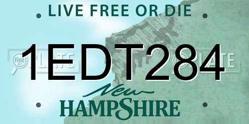 1EDT284 New Hampshire License Plate