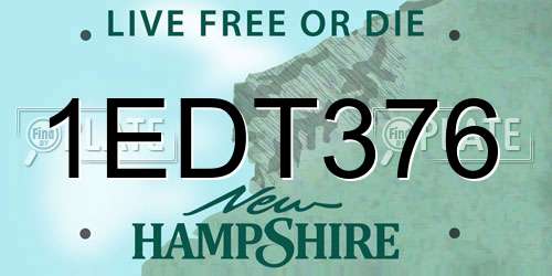 1EDT376 New Hampshire License Plate