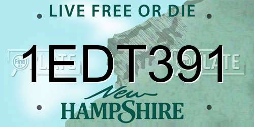 1EDT391 New Hampshire License Plate