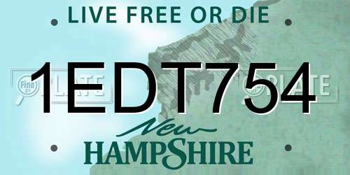 1EDT754 New Hampshire License Plate