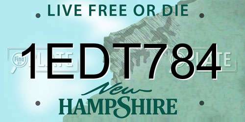 1EDT784 New Hampshire License Plate