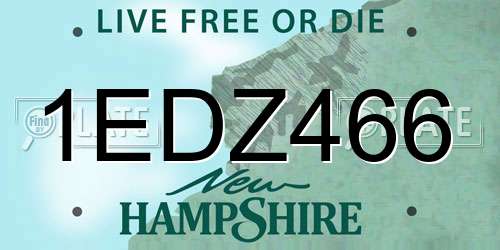 1EDZ466 New Hampshire License Plate