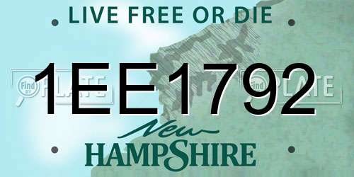 1EE1792 New Hampshire License Plate