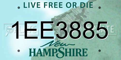 1EE3885 New Hampshire License Plate