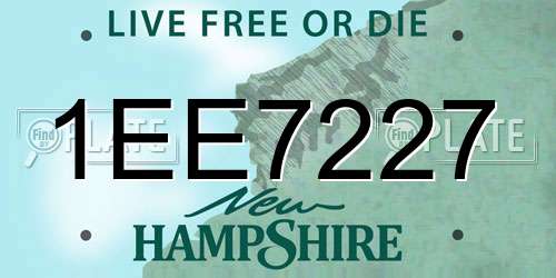 1EE7227 New Hampshire License Plate